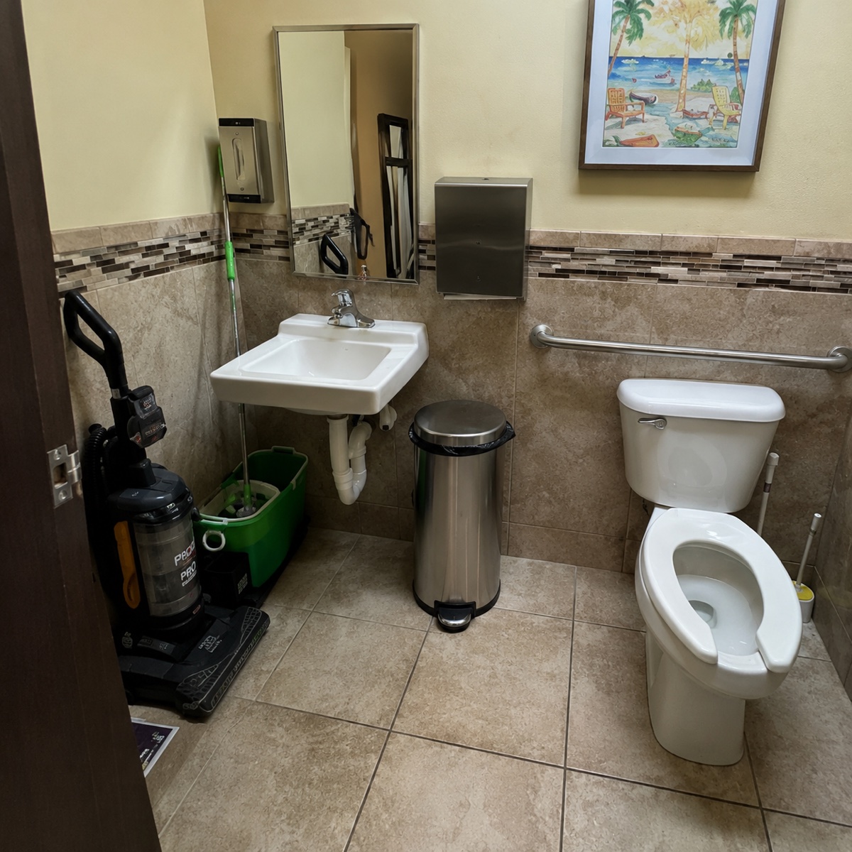 Maintained commercial restroom for day porter and property upkeep in Solana Beach