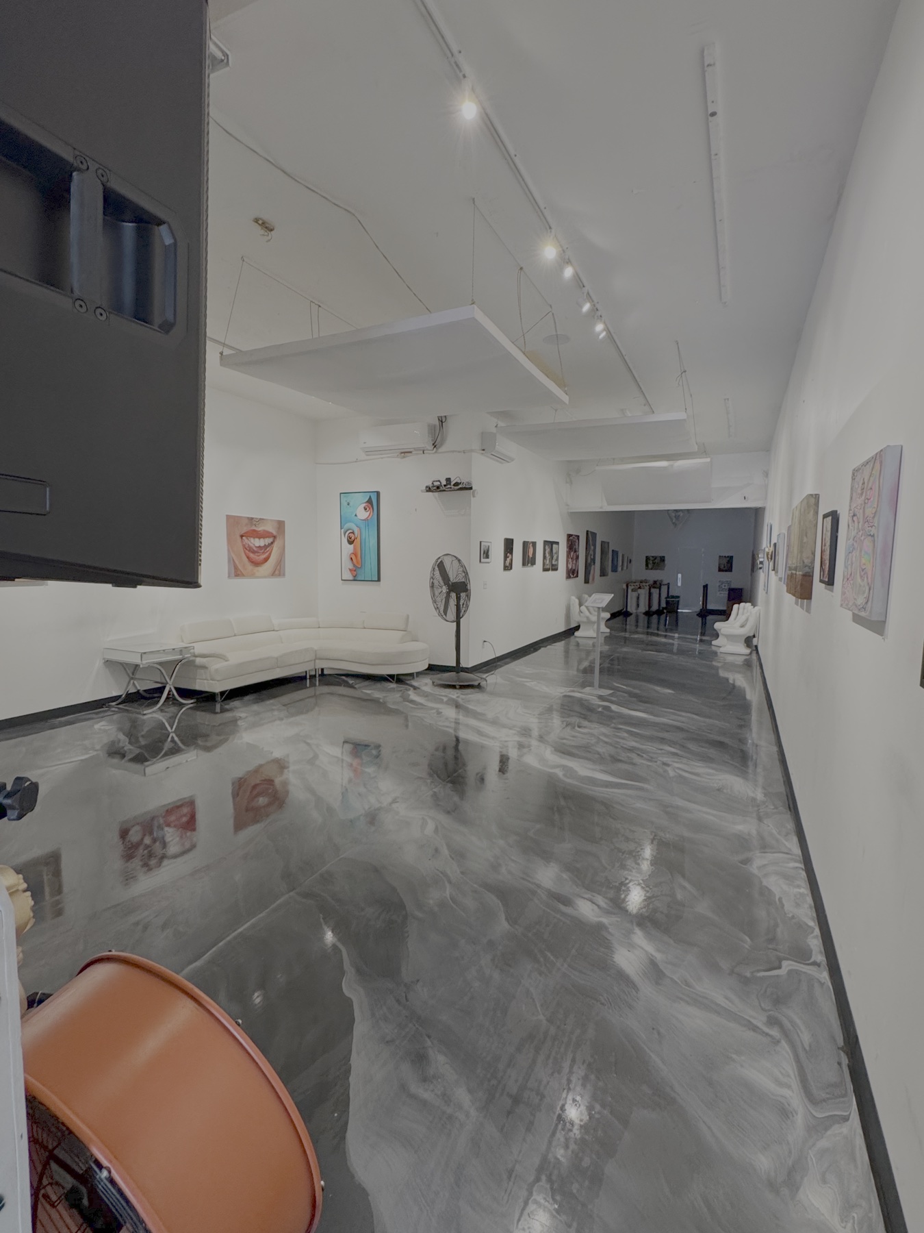 Clean open commercial interior and reflective floor for event cleanup in La Jolla